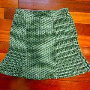 Jeffrey Bean Tweed lime green blue gray skirts size 6